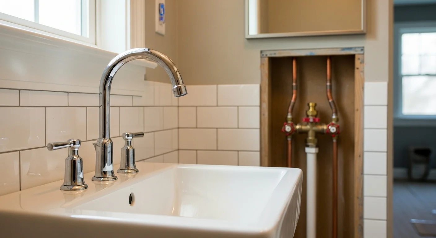Professional plumber working on residential plumbing system